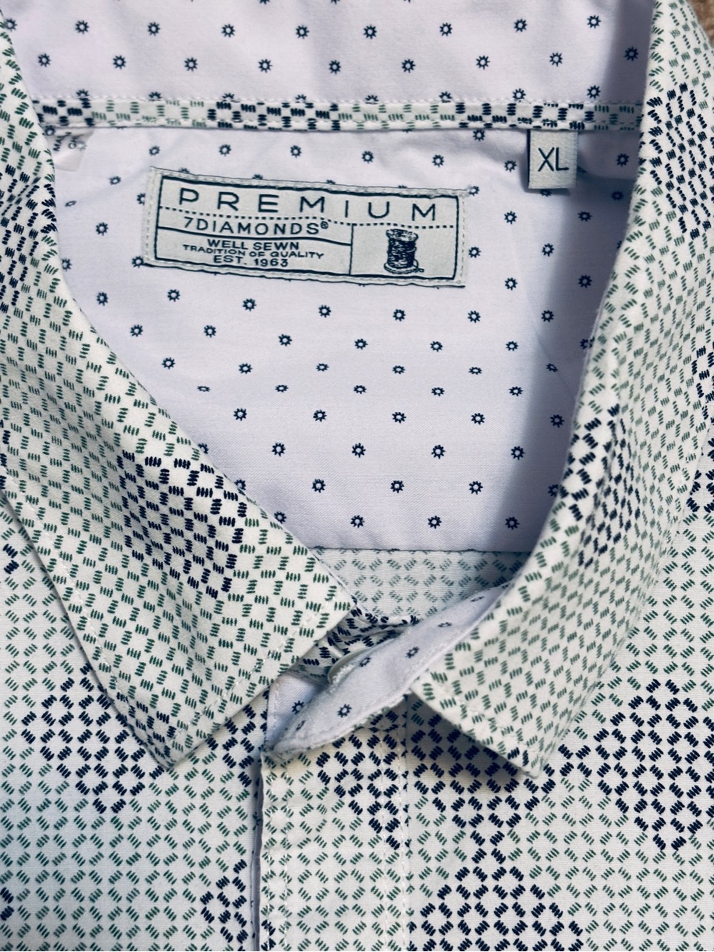 7 Diamonds Men's Geometric Print Dress Shirt | XL